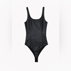 Forever 21 Black Faux Leather Bodysuit Small